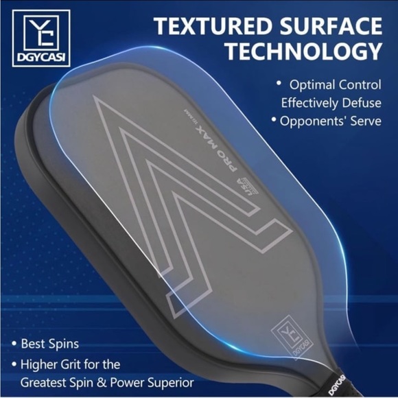 YC DGYCASI PRO MAX 16mm Pickleball Paddle USAPA Approved Carbon Fiber & Sleeve - Picture 6 of 12
